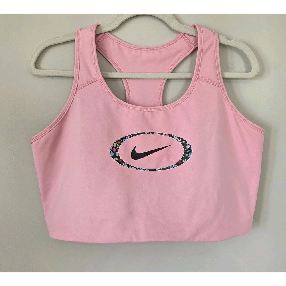 Nike Pink Sports Bra Swoosh Floral Medium Support DA2418-654 Womens Plus Size 3X